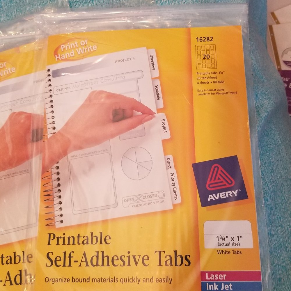 NIP Avery Printable Self-Adhesive Tabs 4 packs - Picture 3 of 7